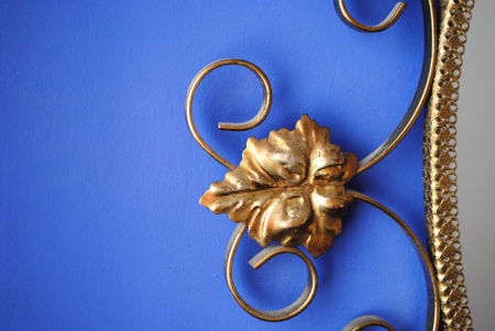 gold on blue detail