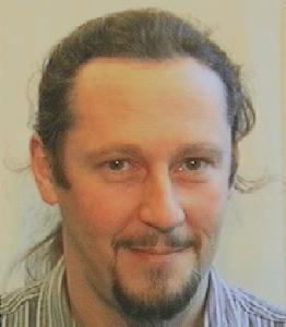 colour photograph of a man with curious facial hair